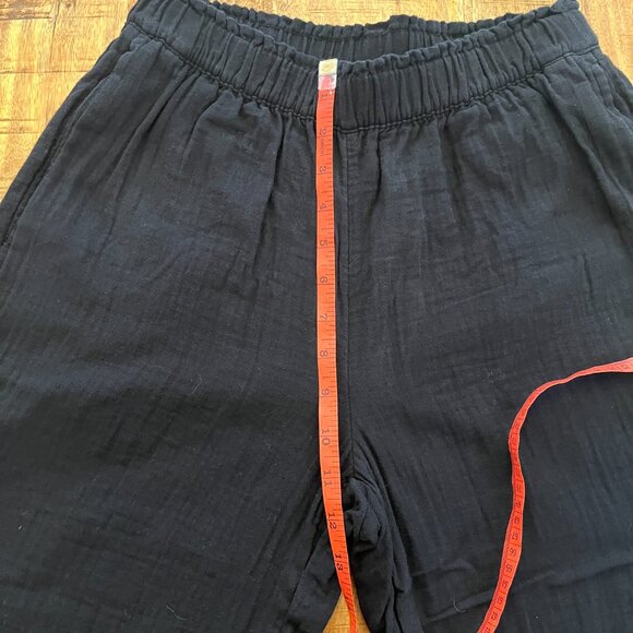 Old Navy Crinkle Gauze High Rise Wide Leg Pull-On Ankle Pants Small Black Cotton - Picture 10 of 12